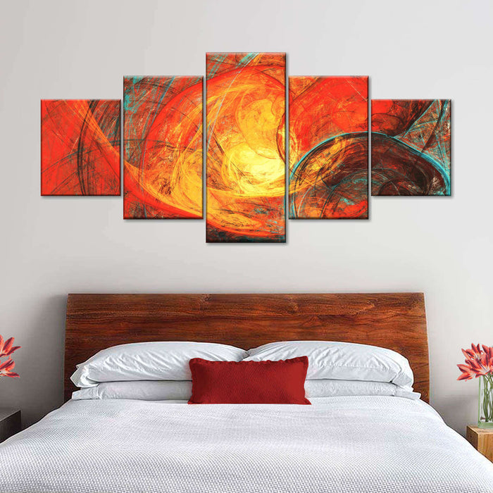 Flaming Sun Dynamic Abstract Wall Art