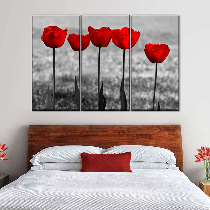 Five Red Tulips Wall Art