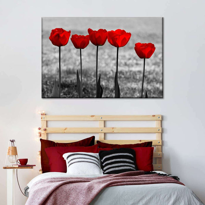 Five Red Tulips Wall Art