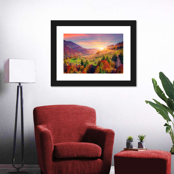 Mountain Autumn Sunrise Wall Art