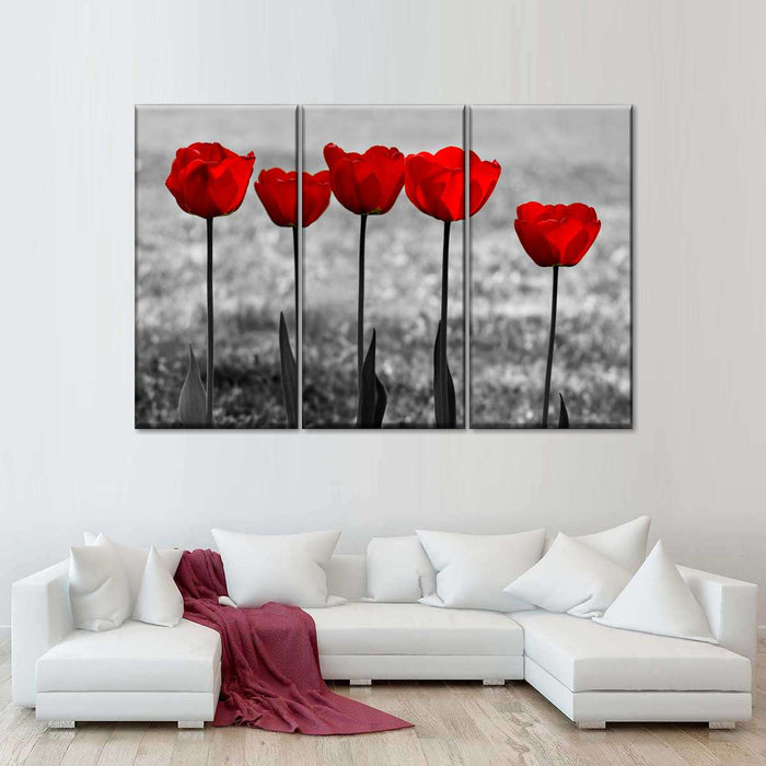 Five Red Tulips Wall Art