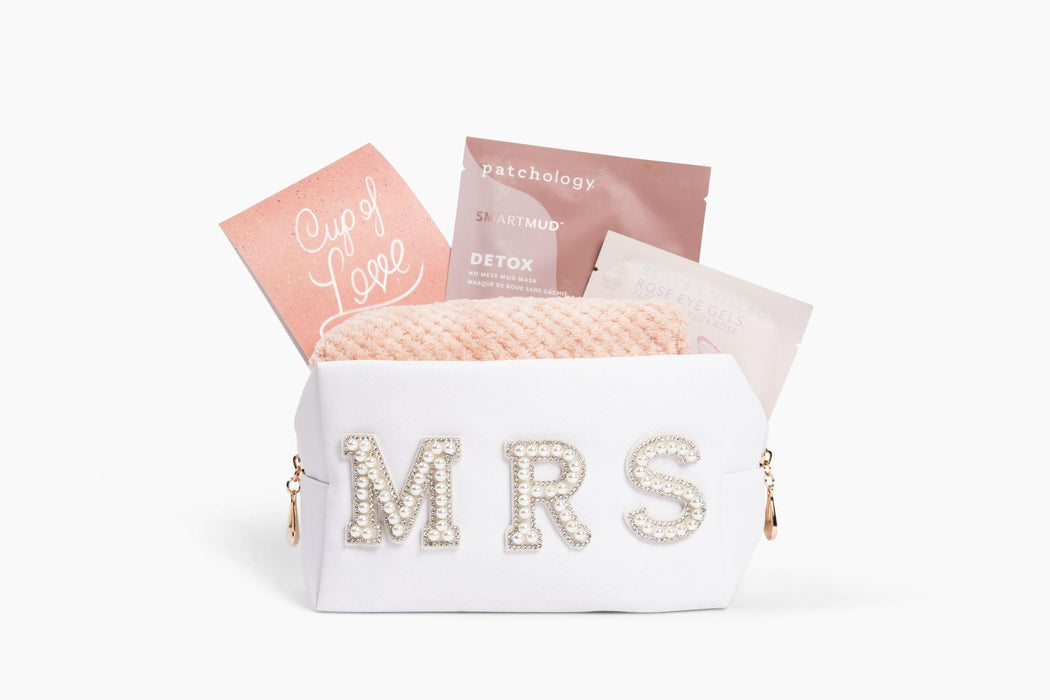 Mrs. White Zipper Cosmetics Pouch by Giften Market