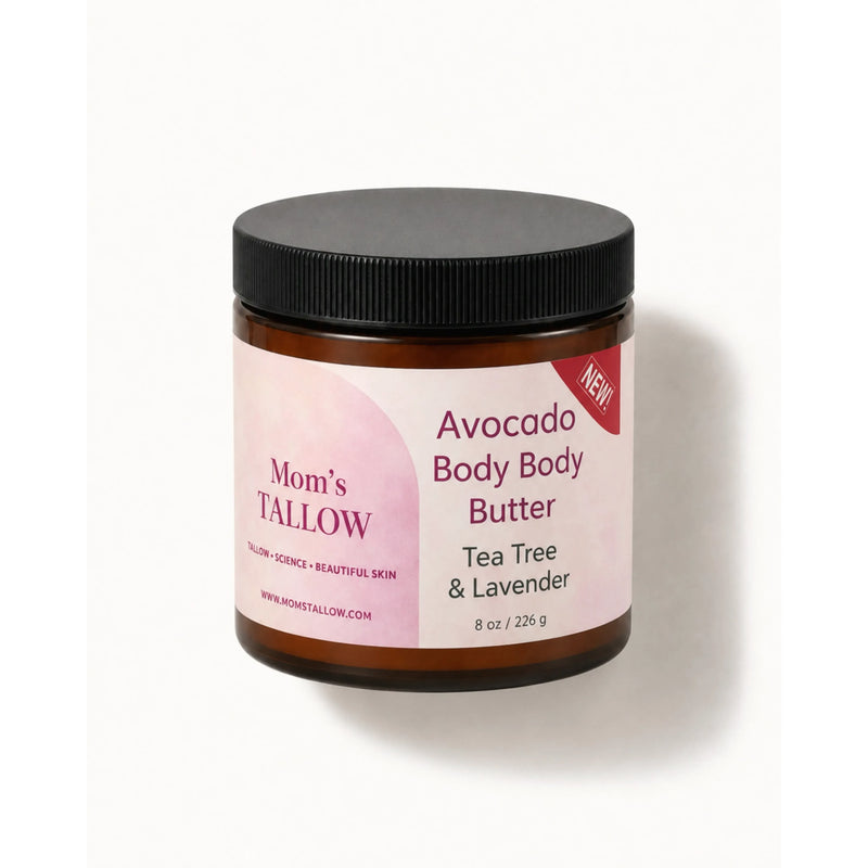Mom’s Tallow Avocado Tallow Body Butter (8 oz) White Smoke Classic- Lavender & Tea Tree