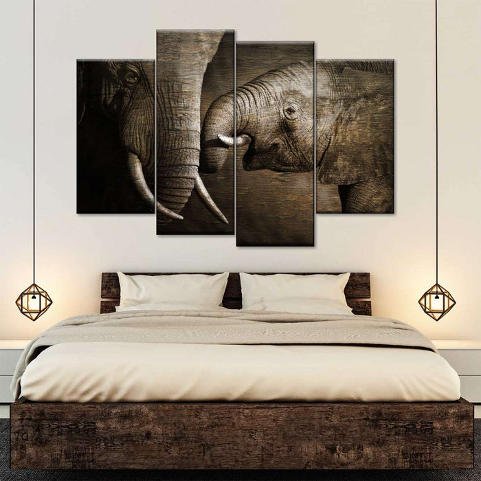 Affectionate Elephants Wall Art