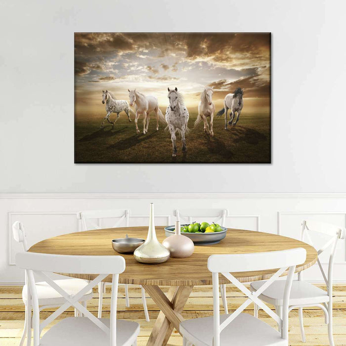 Dramatic White Horses Wall Art