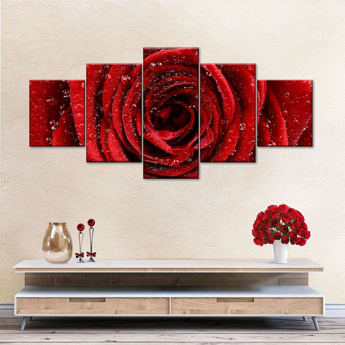 Damp Red Rose Wall Art