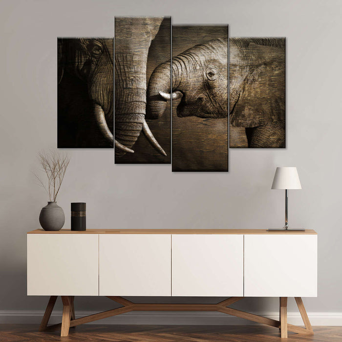 Affectionate Elephants Wall Art