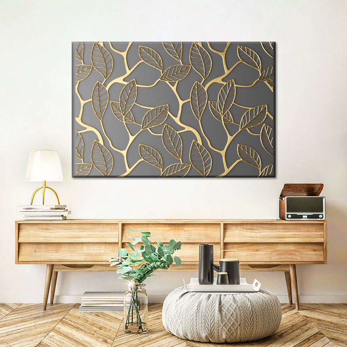 Gold Leaves Lattice Wall Art