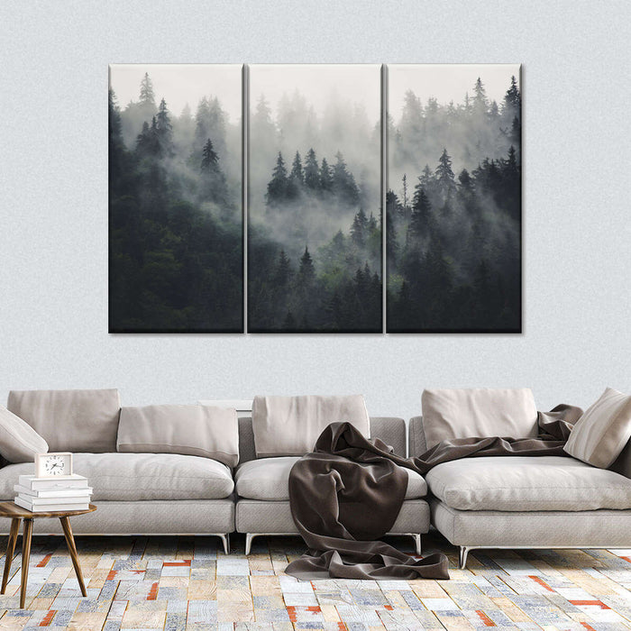 Misty Forest Mountain Wall Art