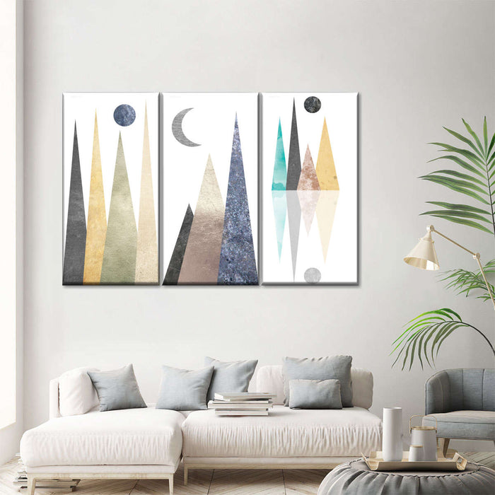 Geometric Mountain Scene Wall Art