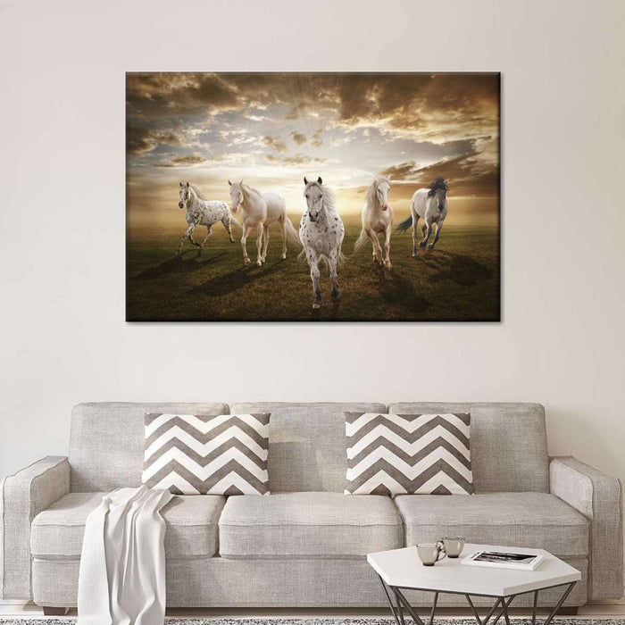 Dramatic White Horses Wall Art