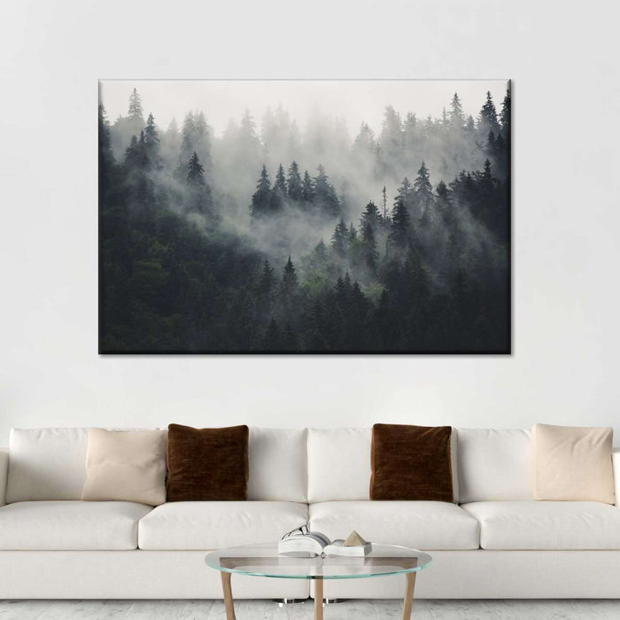 Misty Forest Mountain Wall Art