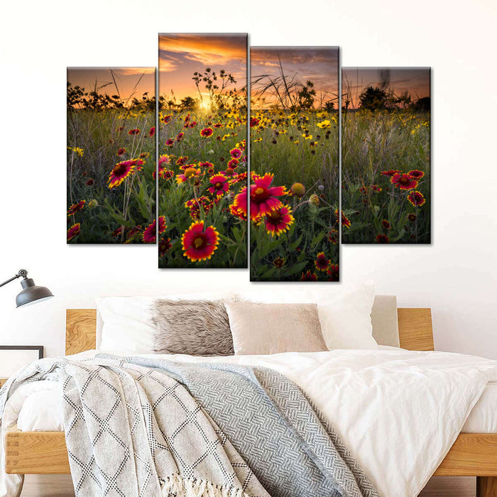 Dawn At Flower Field Wall Art