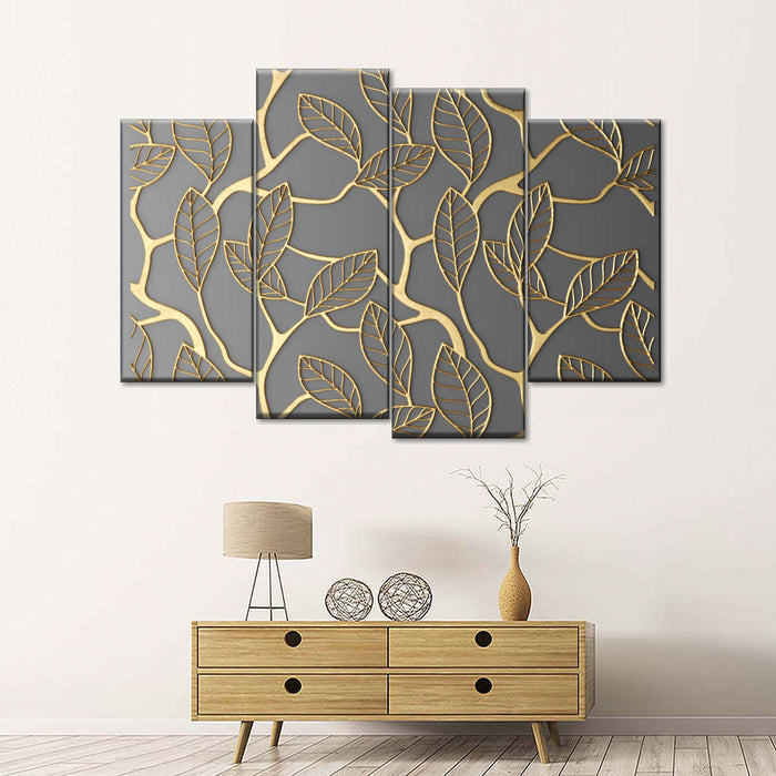 Gold Leaves Lattice Wall Art