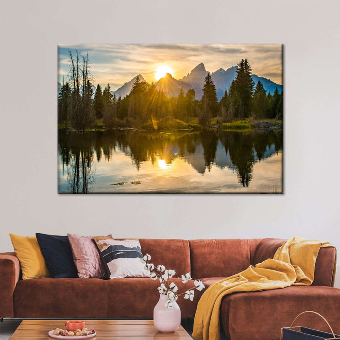 Grand Teton Dramatic Sunset Wall Art