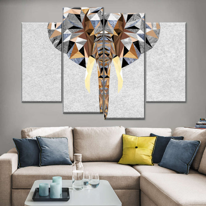 Geometric Colorful Elephant Wall Art