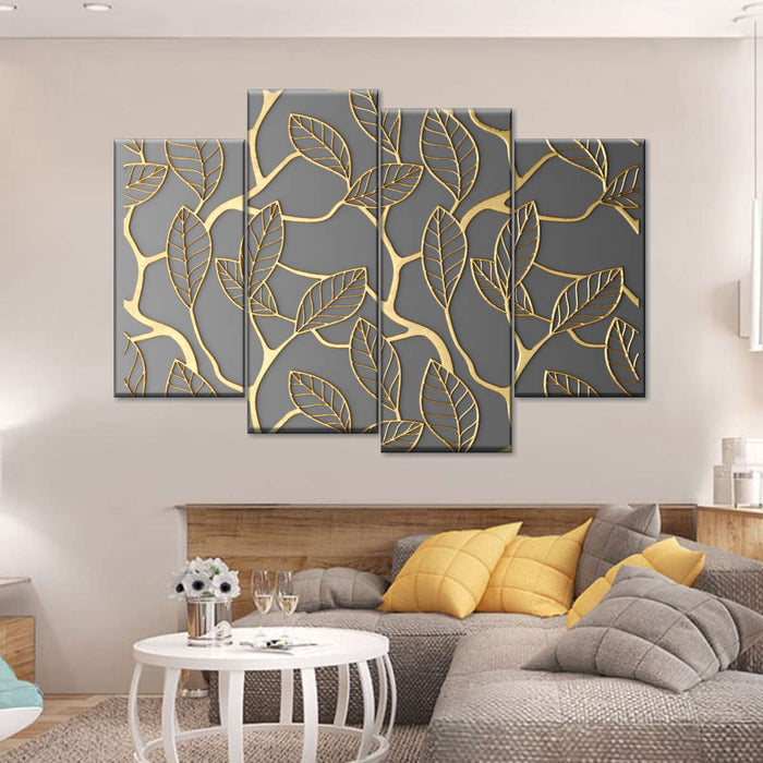 Gold Leaves Lattice Wall Art