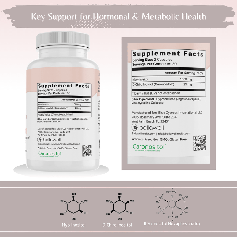 Bellawell Health Myo D-Chiro Inositol (IP6) by Bellawell Capsules Dark Gray