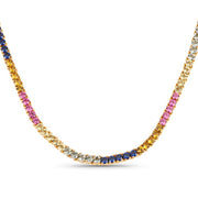 Bids.com 11.65 Carat Created Multi Sapphire .925 Sterling Silver Necklace Necklaces