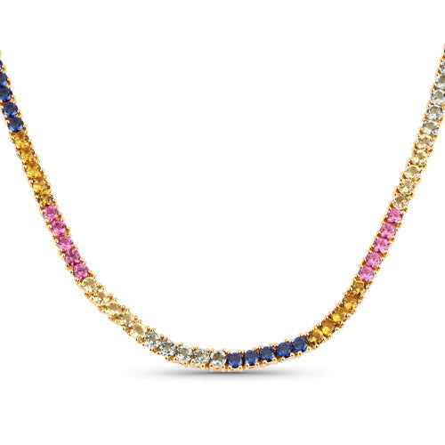 Bids.com 11.65 Carat Created Multi Sapphire .925 Sterling Silver Necklace Necklaces