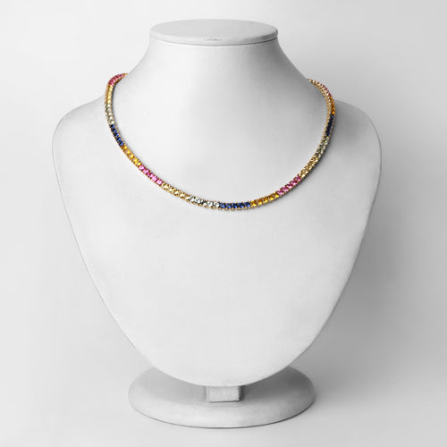 Bids.com 11.65 Carat Created Multi Sapphire .925 Sterling Silver Necklace Necklaces