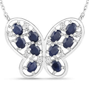 Bids.com 2.16 Carat Genuine Blue Sapphire and White Zircon .925 Sterling Silver Necklace Necklaces