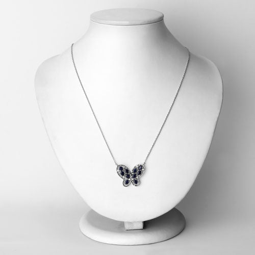 Bids.com 2.16 Carat Genuine Blue Sapphire and White Zircon .925 Sterling Silver Necklace Necklaces