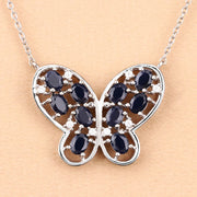 Bids.com 2.16 Carat Genuine Blue Sapphire and White Zircon .925 Sterling Silver Necklace Necklaces