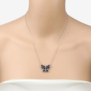 Bids.com 2.16 Carat Genuine Blue Sapphire and White Zircon .925 Sterling Silver Necklace Necklaces
