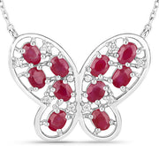Bids.com 2.36 Carat Genuine Ruby and White Zircon .925 Sterling Silver Necklace Necklaces