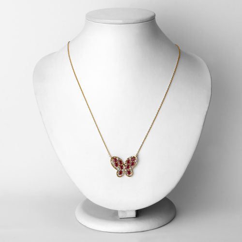 Bids.com 2.36 Carat Genuine Ruby and White Zircon .925 Sterling Silver Necklace Necklaces