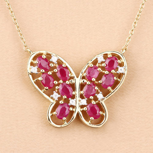 Bids.com 2.36 Carat Genuine Ruby and White Zircon .925 Sterling Silver Necklace Necklaces