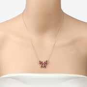 Bids.com 2.36 Carat Genuine Ruby and White Zircon .925 Sterling Silver Necklace Necklaces
