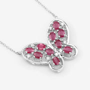 Bids.com 2.36 Carat Genuine Ruby and White Zircon .925 Sterling Silver Necklace Necklaces