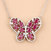 Bids.com 2.36 Carat Genuine Ruby and White Zircon .925 Sterling Silver Necklace Necklaces