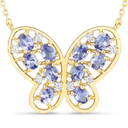 Bids.com 1.86 Carat Genuine Tanzanite and White Zircon .925 Sterling Silver Necklace Necklaces