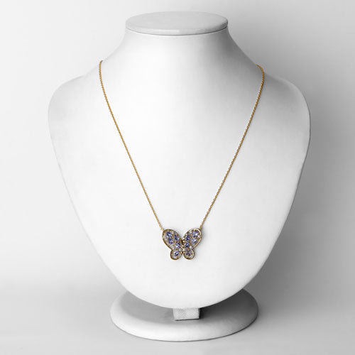 Bids.com 1.86 Carat Genuine Tanzanite and White Zircon .925 Sterling Silver Necklace Necklaces