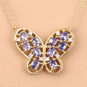 Bids.com 1.86 Carat Genuine Tanzanite and White Zircon .925 Sterling Silver Necklace Necklaces