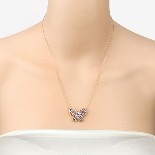 Bids.com 1.86 Carat Genuine Tanzanite and White Zircon .925 Sterling Silver Necklace Necklaces