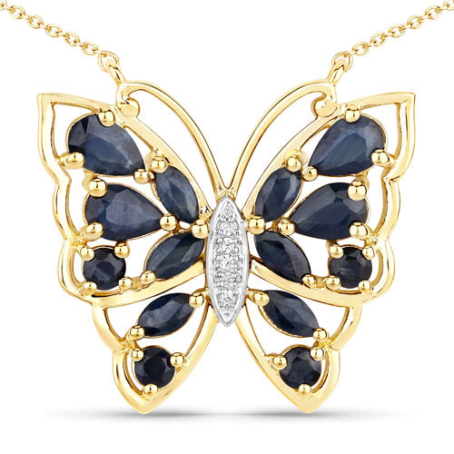 Bids.com 2.94 Carat Genuine Blue Sapphire and White Zircon .925 Sterling Silver Necklace Necklaces