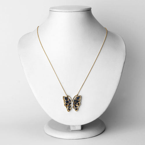 Bids.com 2.94 Carat Genuine Blue Sapphire and White Zircon .925 Sterling Silver Necklace Necklaces