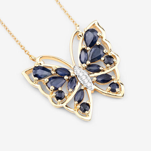 Bids.com 2.94 Carat Genuine Blue Sapphire and White Zircon .925 Sterling Silver Necklace Necklaces