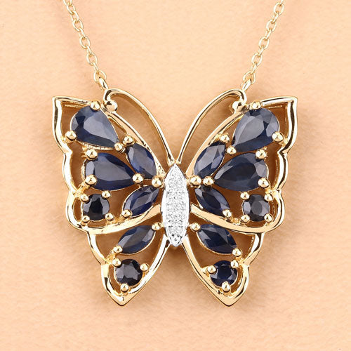 Bids.com 2.94 Carat Genuine Blue Sapphire and White Zircon .925 Sterling Silver Necklace Necklaces