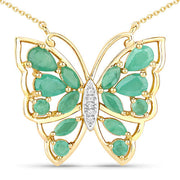 Bids.com 2.60 Carat Genuine Emerald and White Zircon .925 Sterling Silver Necklace Necklaces