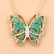 Bids.com 2.60 Carat Genuine Emerald and White Zircon .925 Sterling Silver Necklace Necklaces