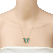 Bids.com 2.60 Carat Genuine Emerald and White Zircon .925 Sterling Silver Necklace Necklaces