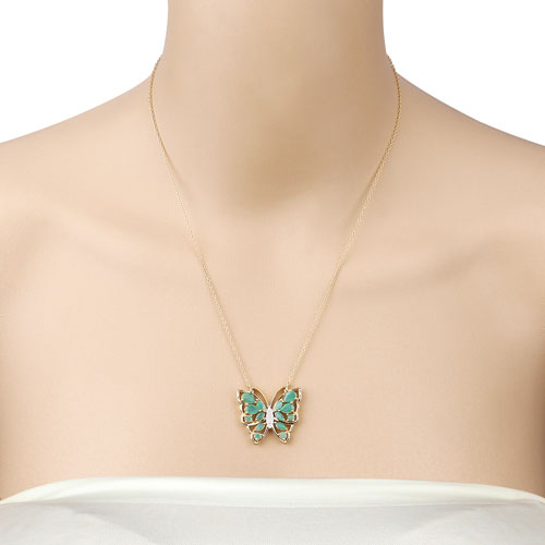 Bids.com 2.60 Carat Genuine Emerald and White Zircon .925 Sterling Silver Necklace Necklaces