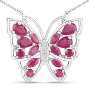 Bids.com 2.88 Carat Genuine Ruby and White Zircon .925 Sterling Silver Necklace Necklaces