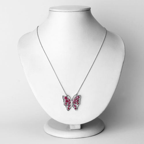 Bids.com 2.88 Carat Genuine Ruby and White Zircon .925 Sterling Silver Necklace Necklaces