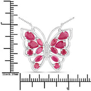Bids.com 2.88 Carat Genuine Ruby and White Zircon .925 Sterling Silver Necklace Necklaces